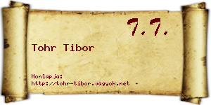 Tohr Tibor névjegykártya